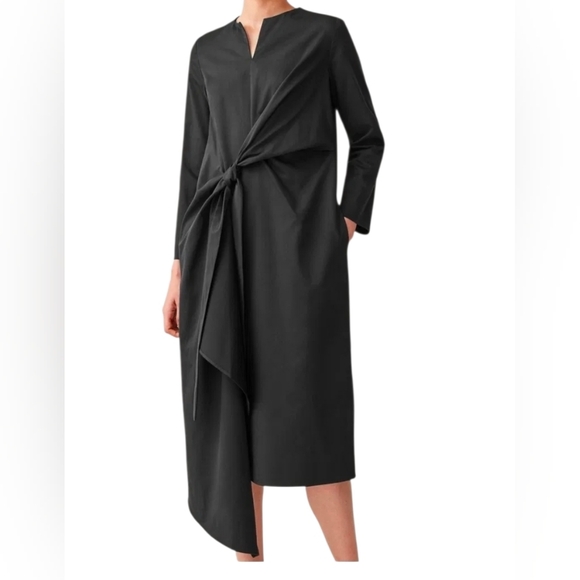 NWT COS Draped Tied WrapCotton-Mix Elegant Black Long-Sleeve Dress Size 12 - joarbit.com NWT COS Draped Tied WrapCotton-Mix Elegant Black Long-Sleeve Dress Size 12 - joarbit.com